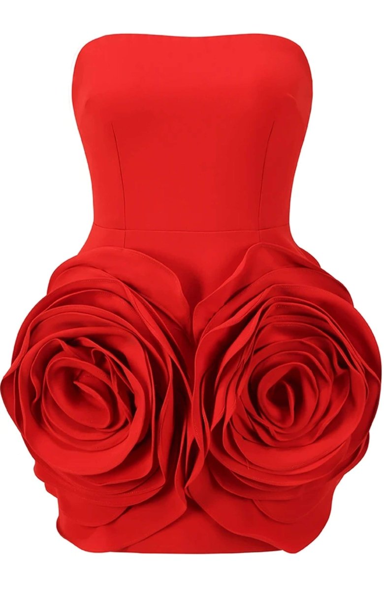 Abito Mini Renata Senza Spalline con Rosa