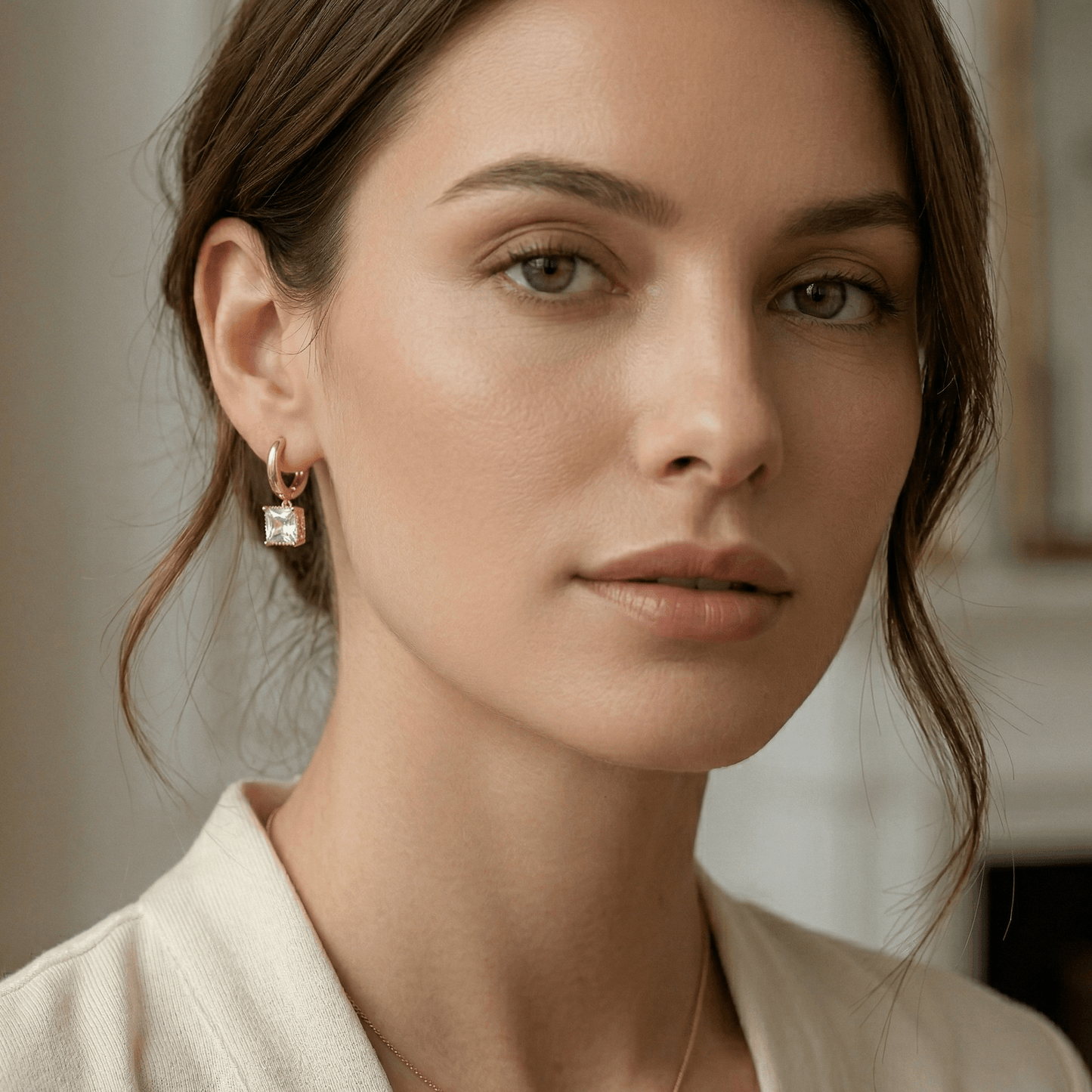 Princess Cut Zirconia Gold Huggie Earrings