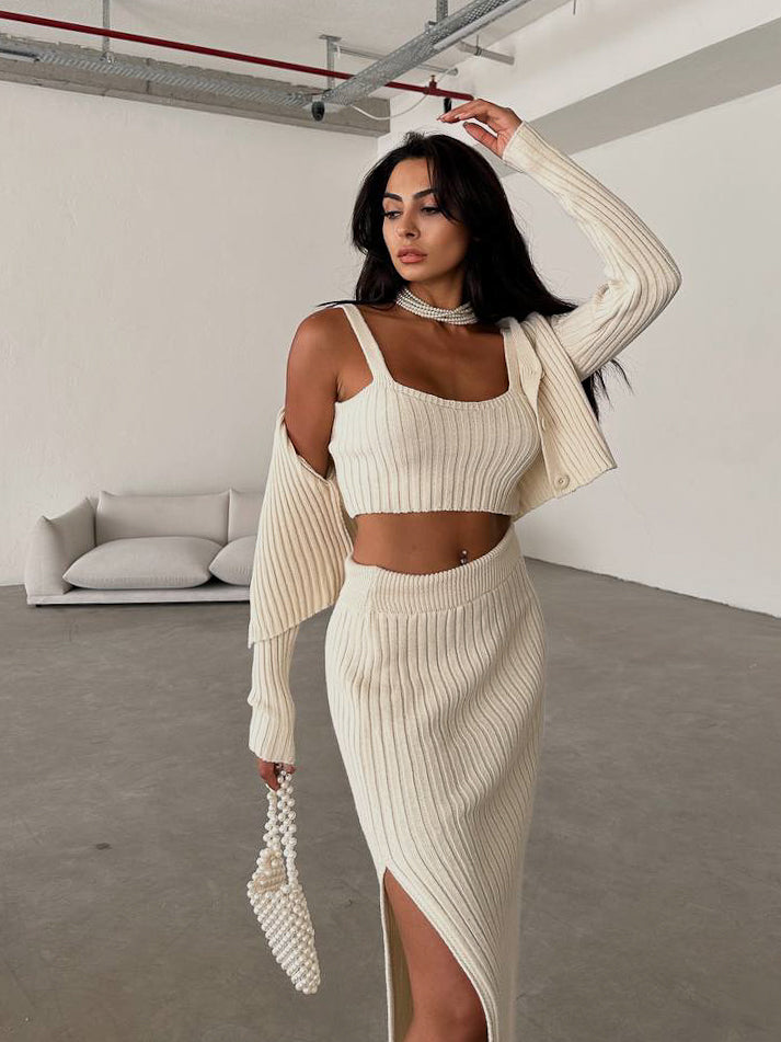 The Volu | Ensemble trois pièces en maille camis