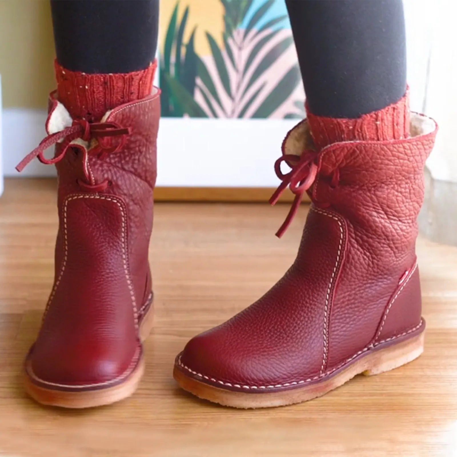 The Volu | Bottes Imperméables en Cuir Polaire Avec Doublure en Laine