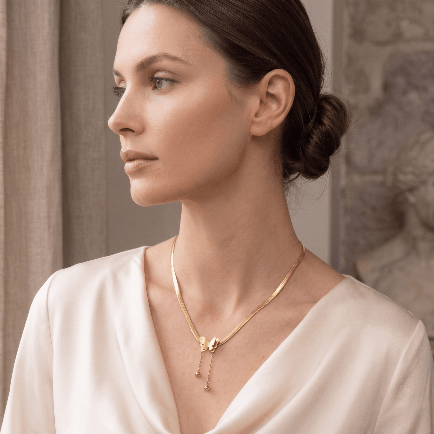Aurora Butterfly Lariat Necklace