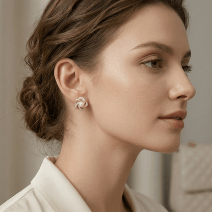 Perlen Blüte Ohrstecker mit Zirkonia