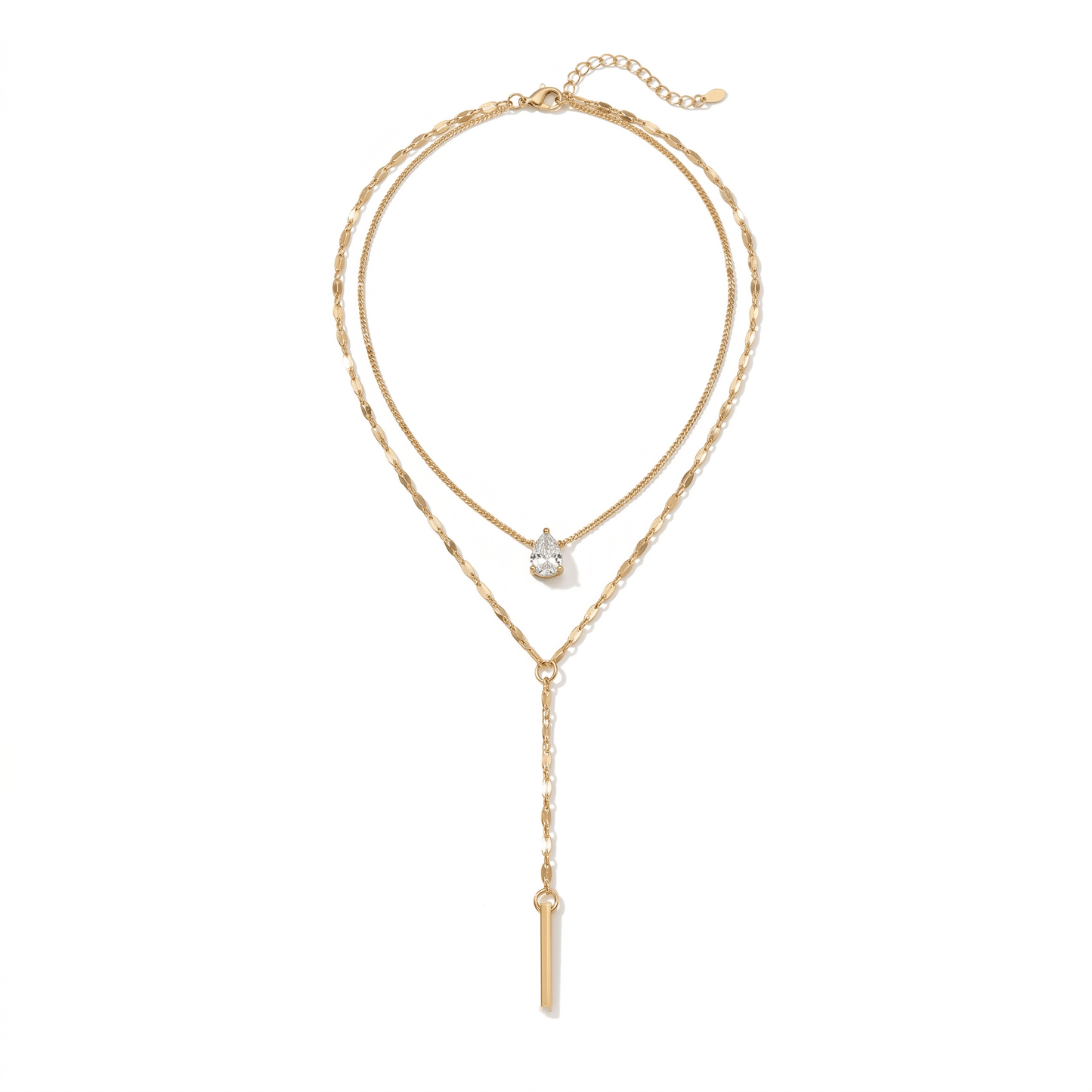 Celeste Crystal Drop Lariat Necklace
