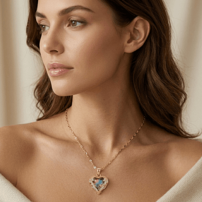 Crystal Heart Zirconia Gold Necklace