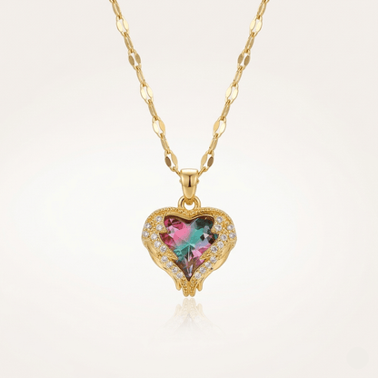 Crystal Heart Zirconia Gold Necklace