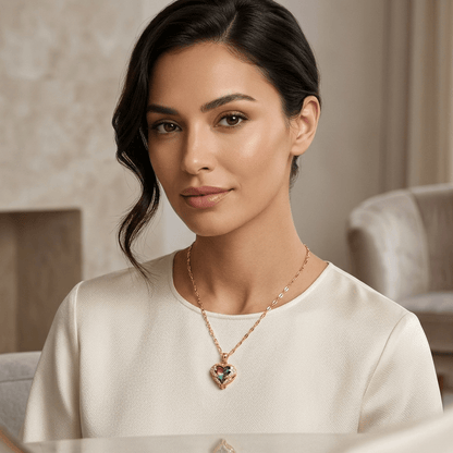 Crystal Heart Zirconia Gold Necklace
