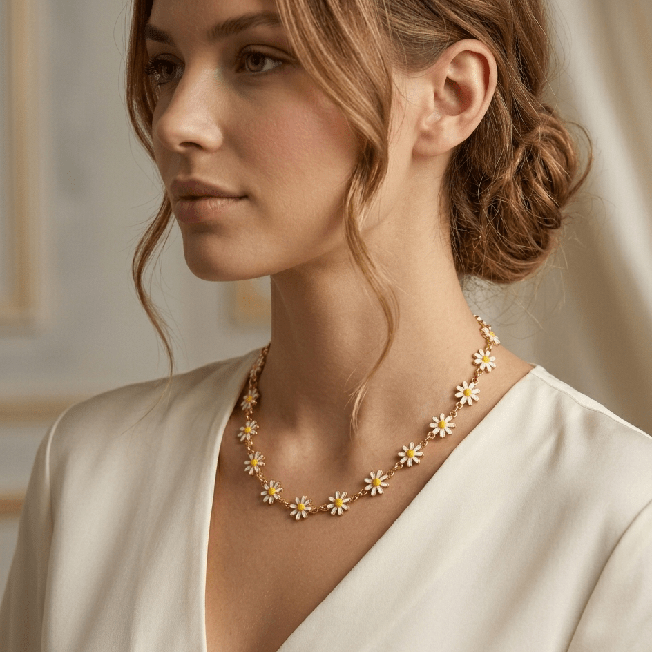 Daisy Flower Gold Chain Necklace