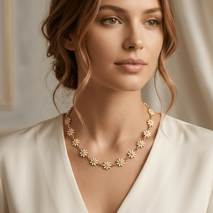 Daisy Flower Gold Chain Necklace