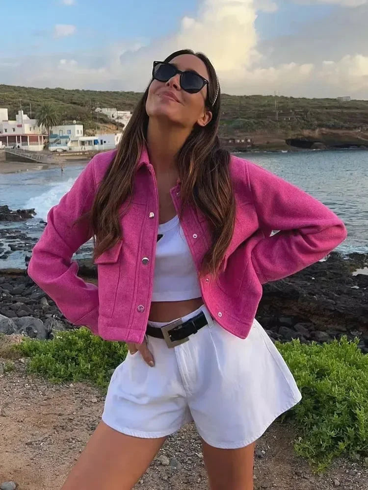 The Volu | Manteau court en laine avec boutons