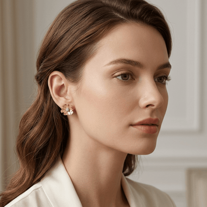 Golden Bloom Textured Floral Stud Earrings