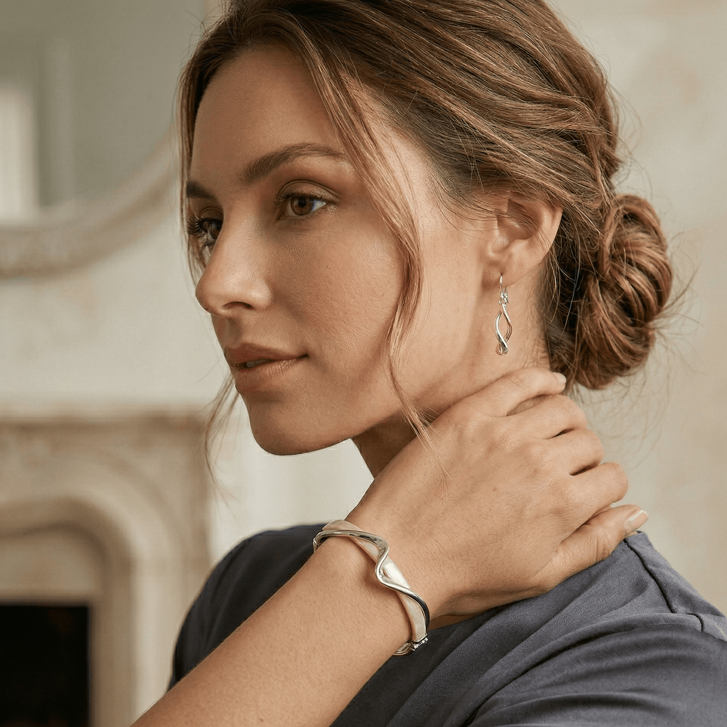 Ivory Wave Gold Cuff Bracelet