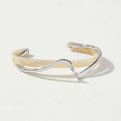 Ivory Wave Gold Cuff Bracelet