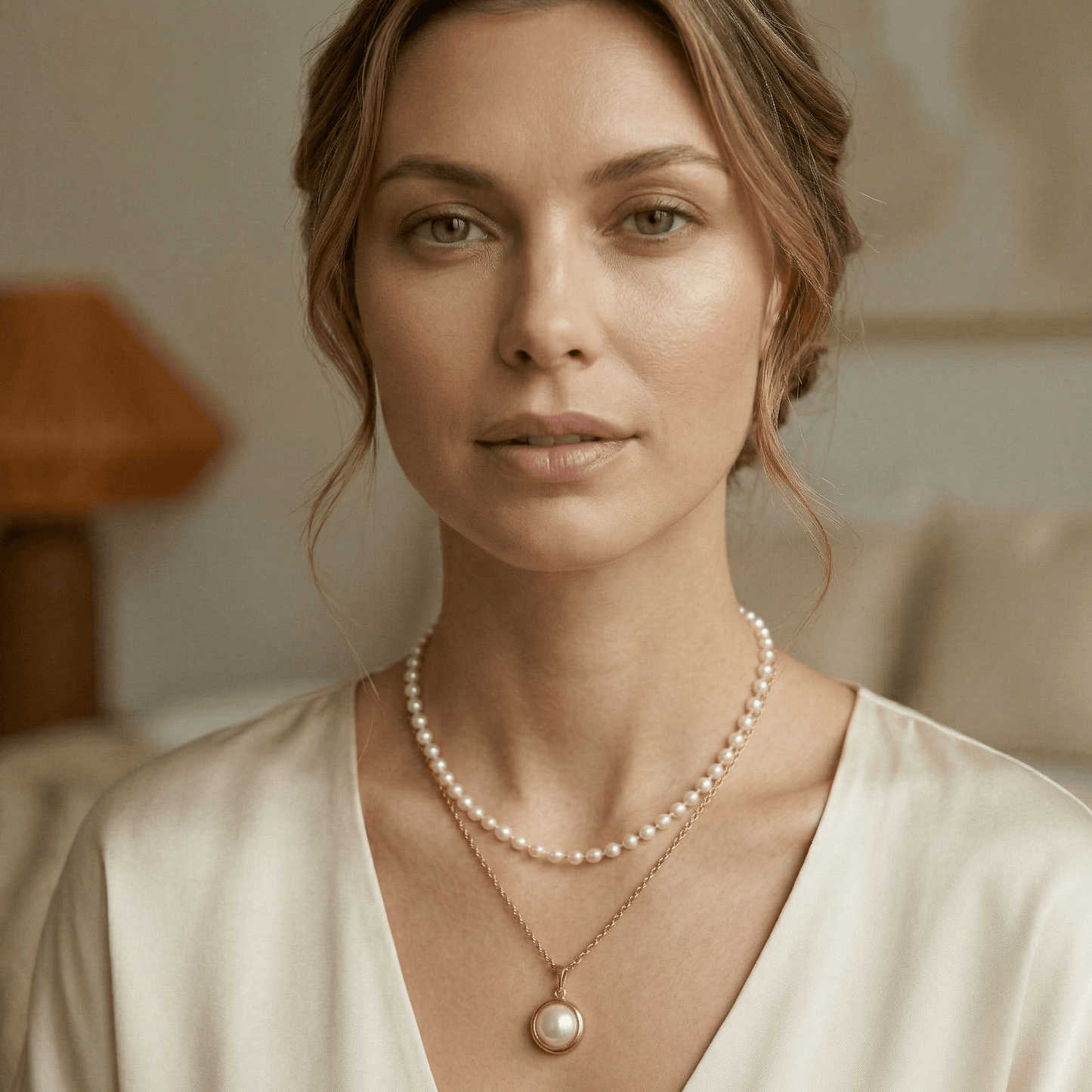 Layered Pearl Pendant Necklace