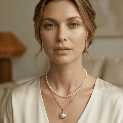 Layered Pearl Pendant Necklace