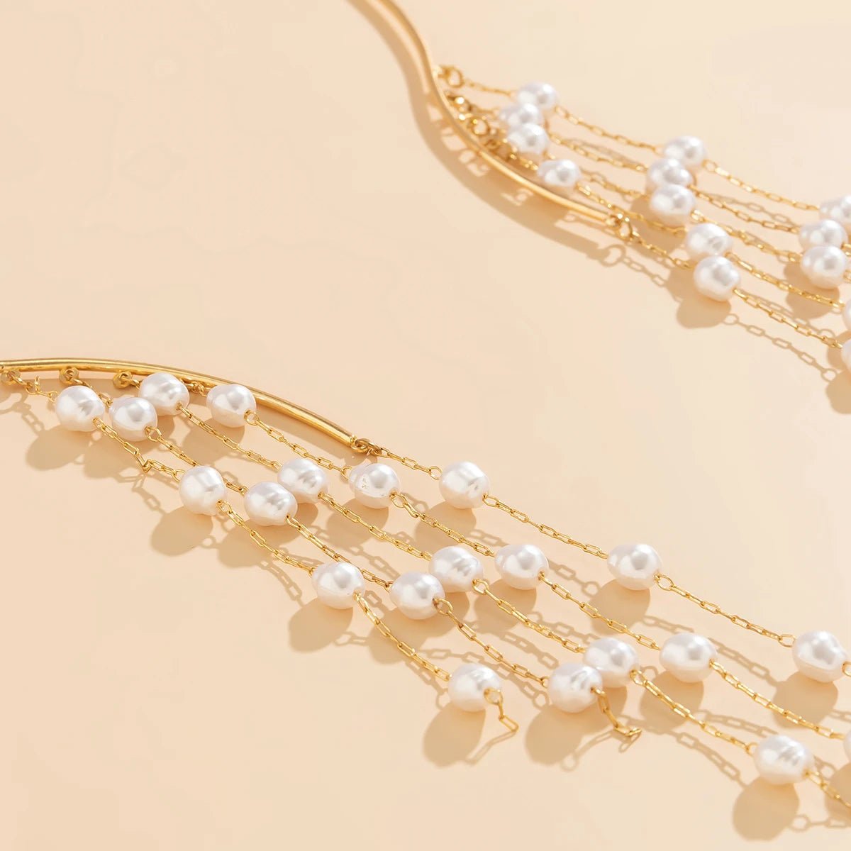 Luxe Pearl Cascade Gold Necklace