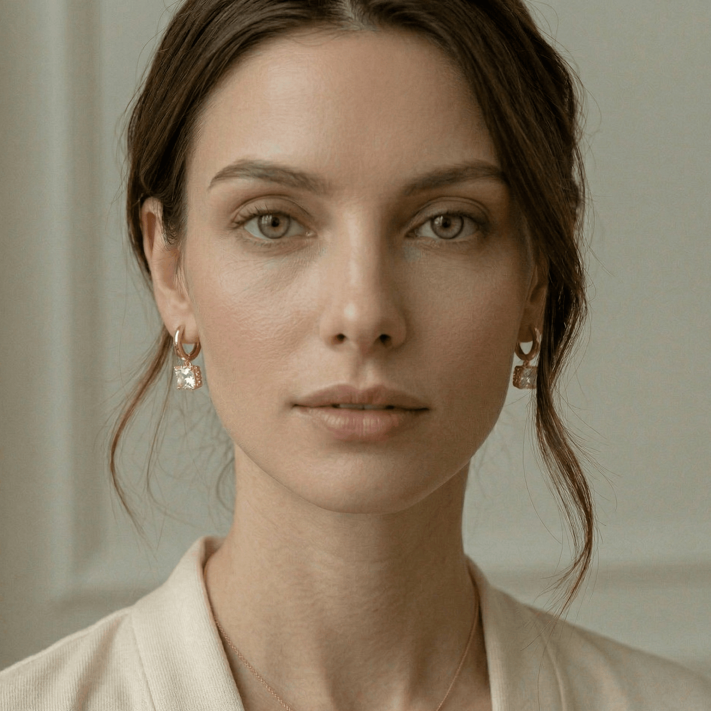 Princess Cut Zirconia Gold Huggie Earrings