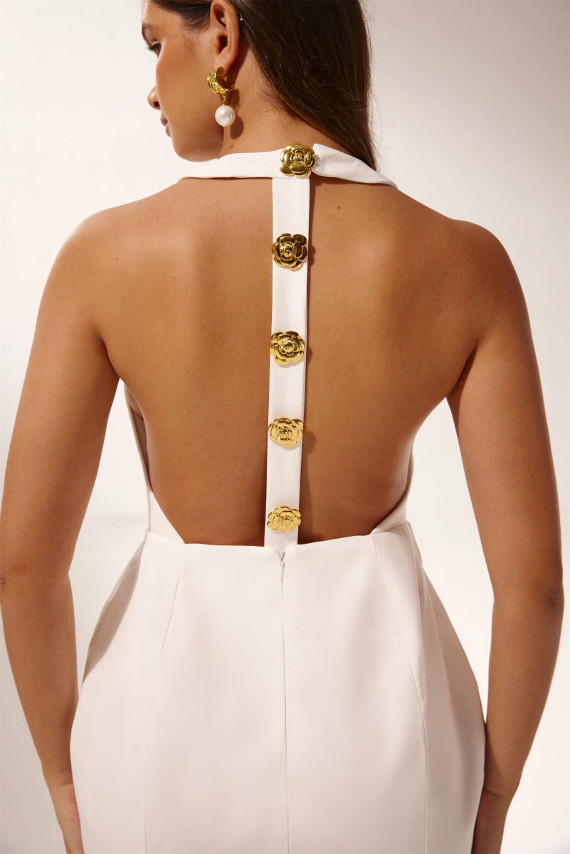 Abito Mini Sabella Halter con Bottoni