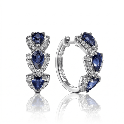 Royal Sapphire Zirconia Hoop Earrings
