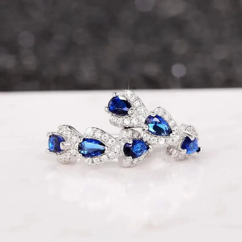 Royal Sapphire Zirconia Hoop Earrings