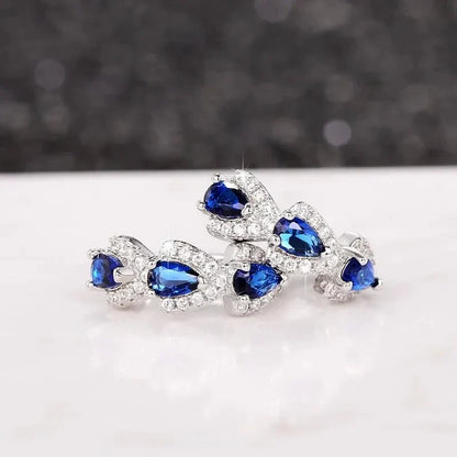 Royal Sapphire Zirconia Hoop Earrings