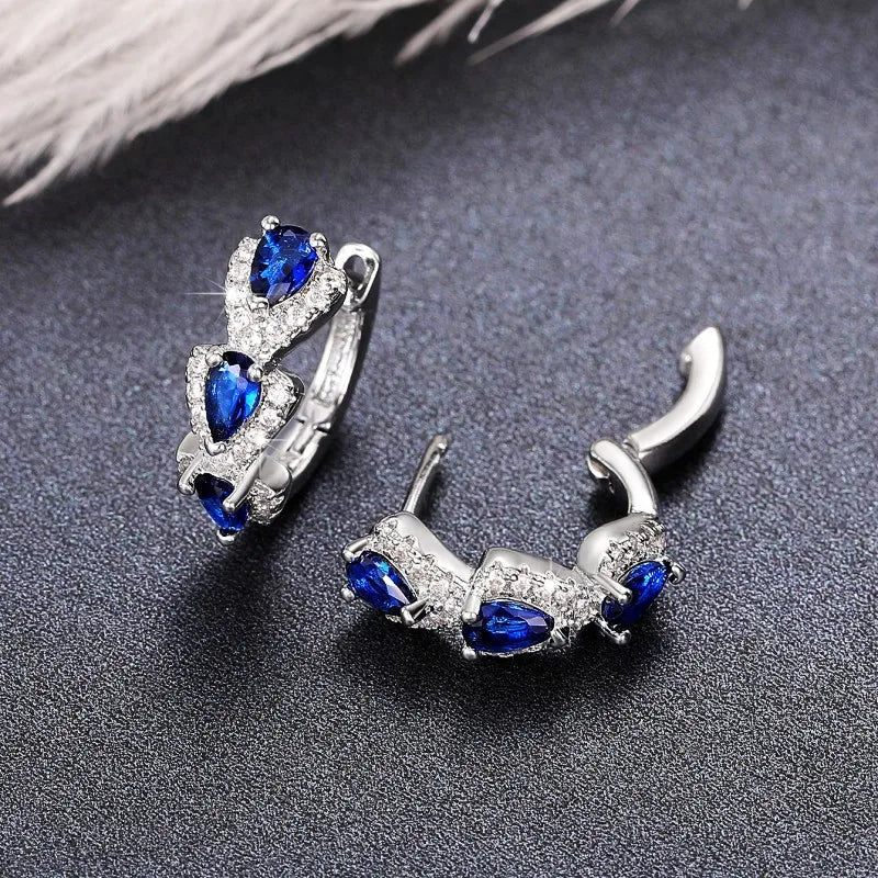 Royal Sapphire Zirconia Hoop Earrings
