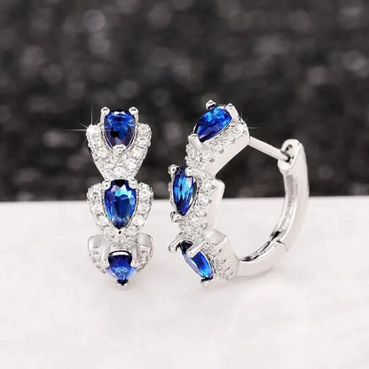 Royal Sapphire Zirconia Hoop Earrings