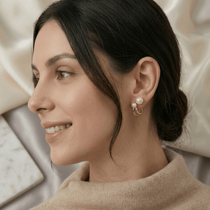 Sienna Pearl Huggie Earrings