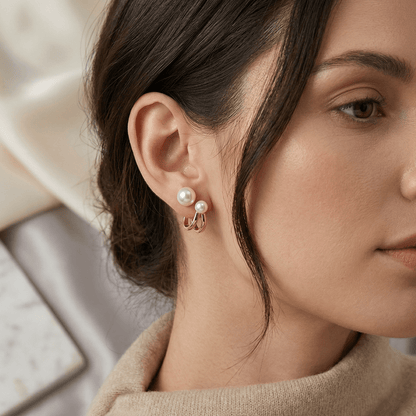 Sienna Pearl Huggie Earrings