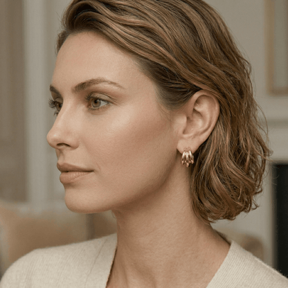 Triple Hoop Gold Statement Earrings