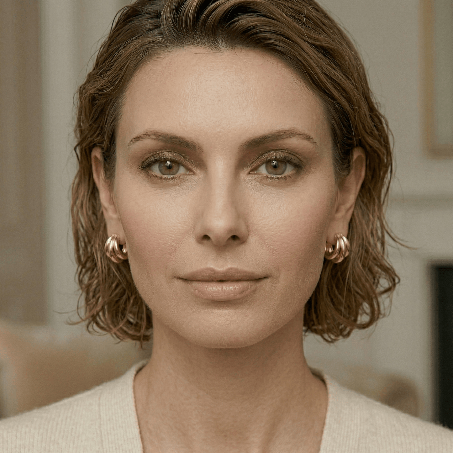 Triple Hoop Gold Statement Earrings