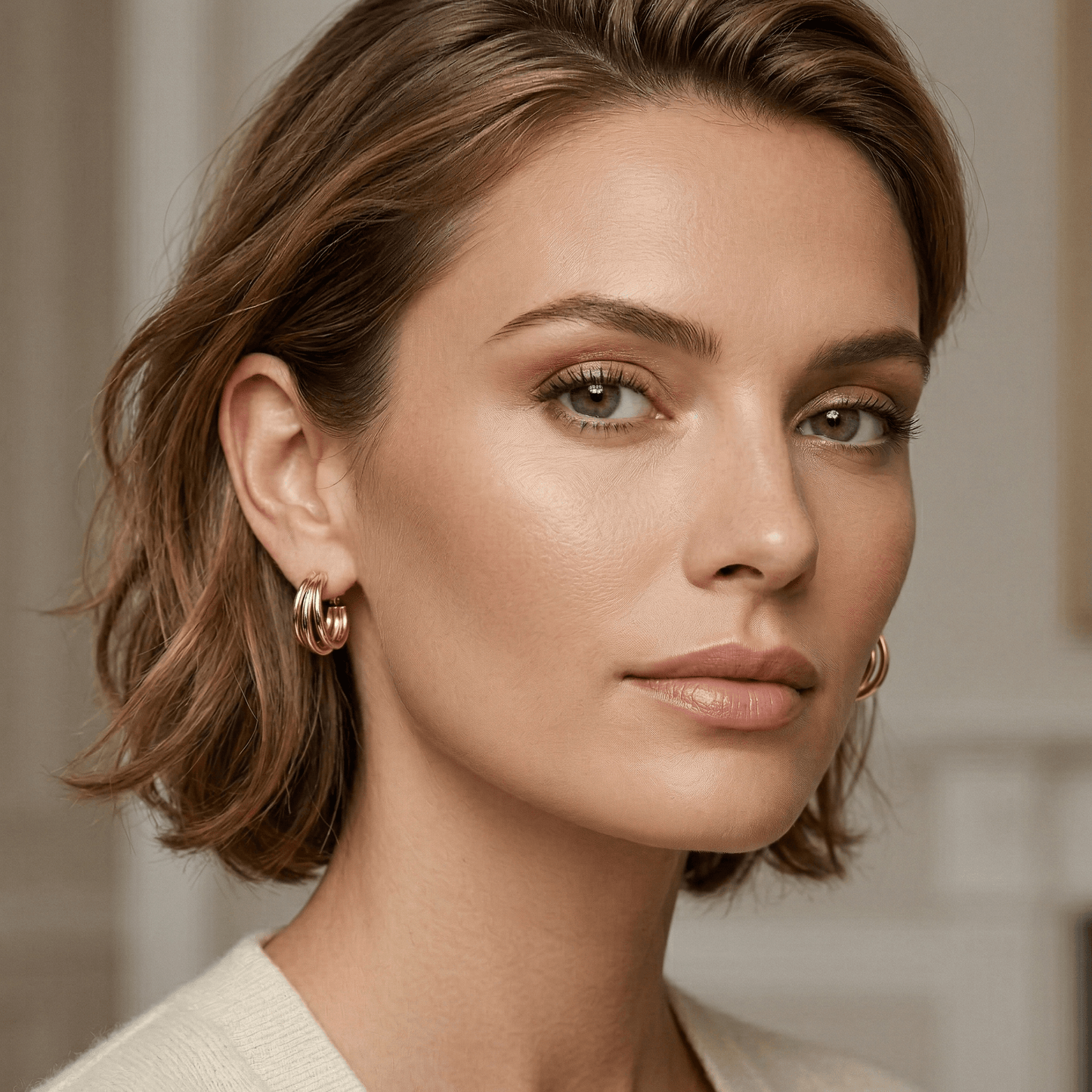 Triple Hoop Gold Statement Earrings