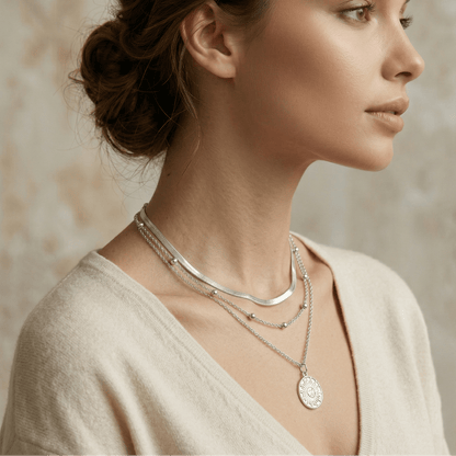 Triple Layer Gold Pendant Necklace