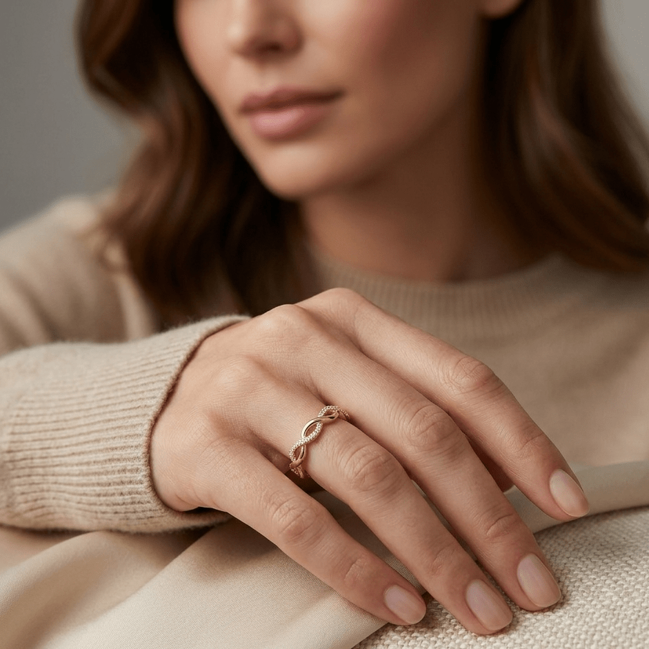 Twisted Zirconia Gold Ring