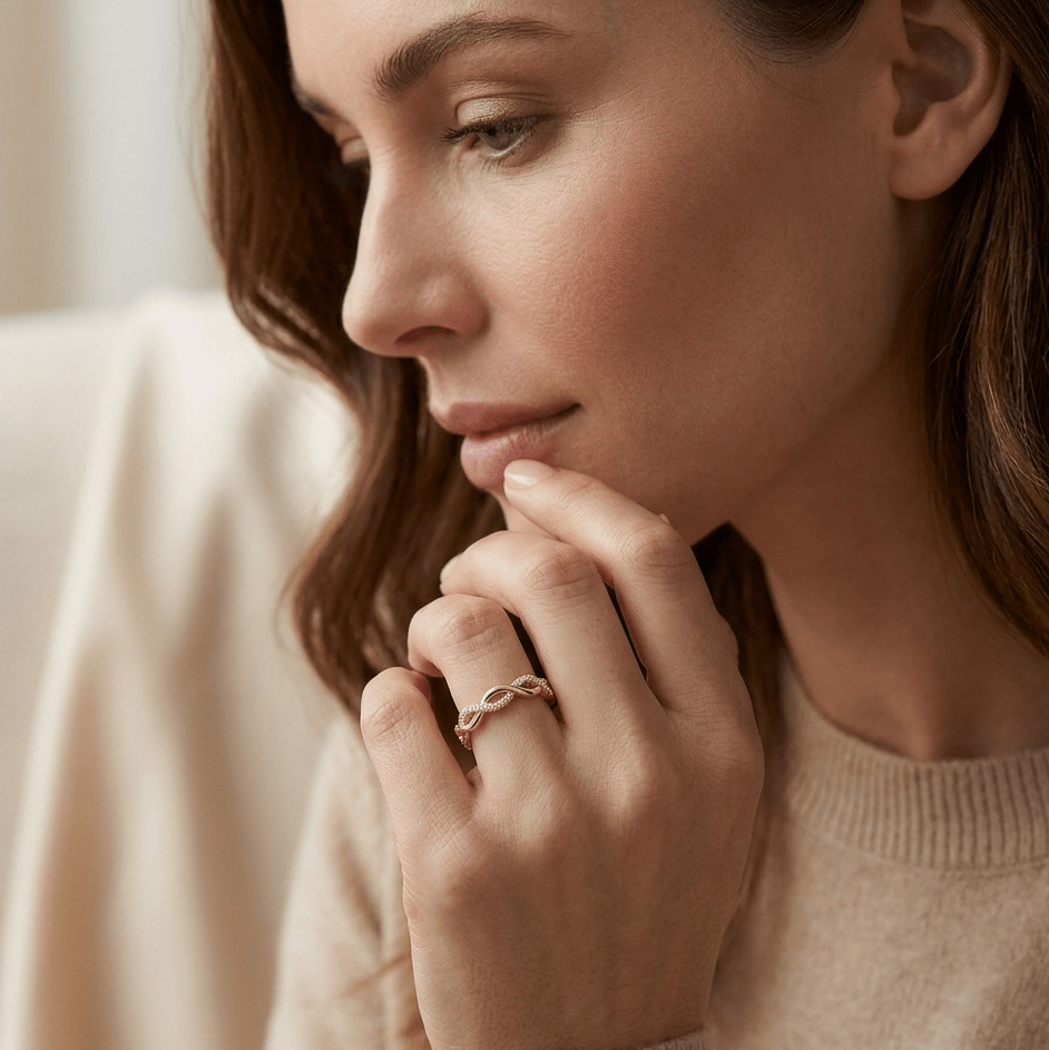Twisted Zirconia Gold Ring